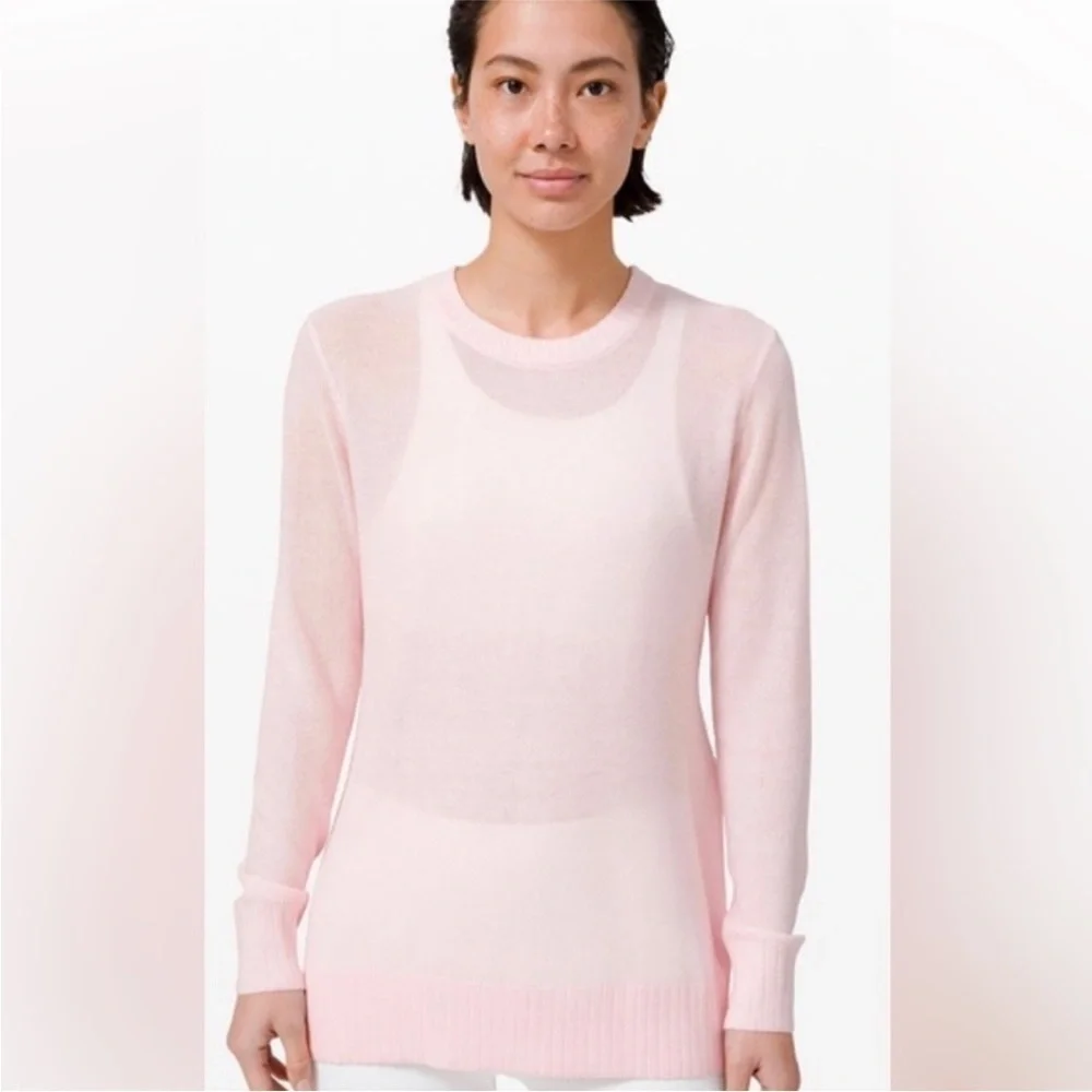 Lululemon Sincerely Yours Open Back Sweater Pink Glow Lightweight Thumbholes